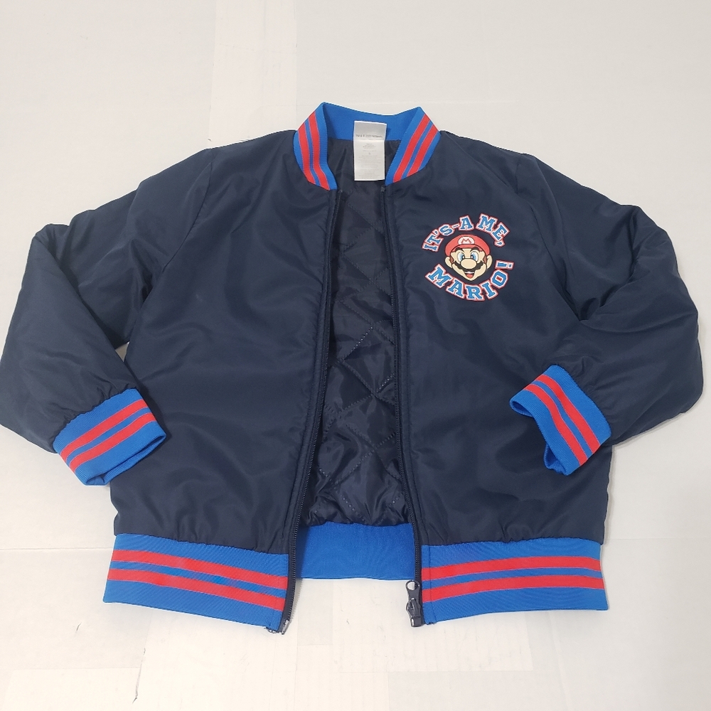 Nintendo Entertainment Super Mario full zip bom bomber jacket Kid's sz small - Picture 2 of 6